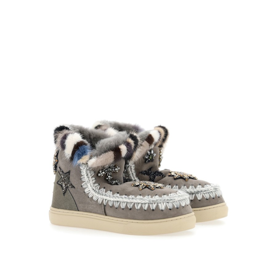 Donne MOU | Mou Eskimo Sneaker Toppe Con Stelle E Finiture In Pelliccia Di Visone