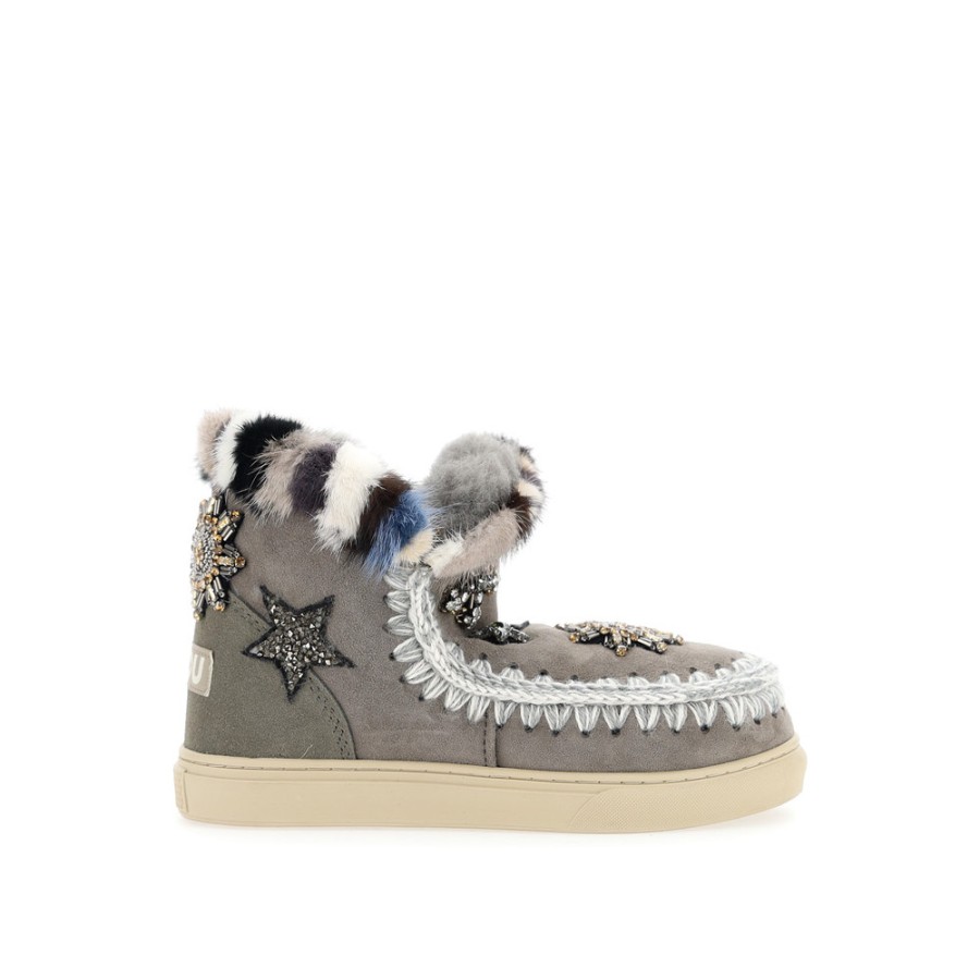 Donne MOU | Mou Eskimo Sneaker Toppe Con Stelle E Finiture In Pelliccia Di Visone